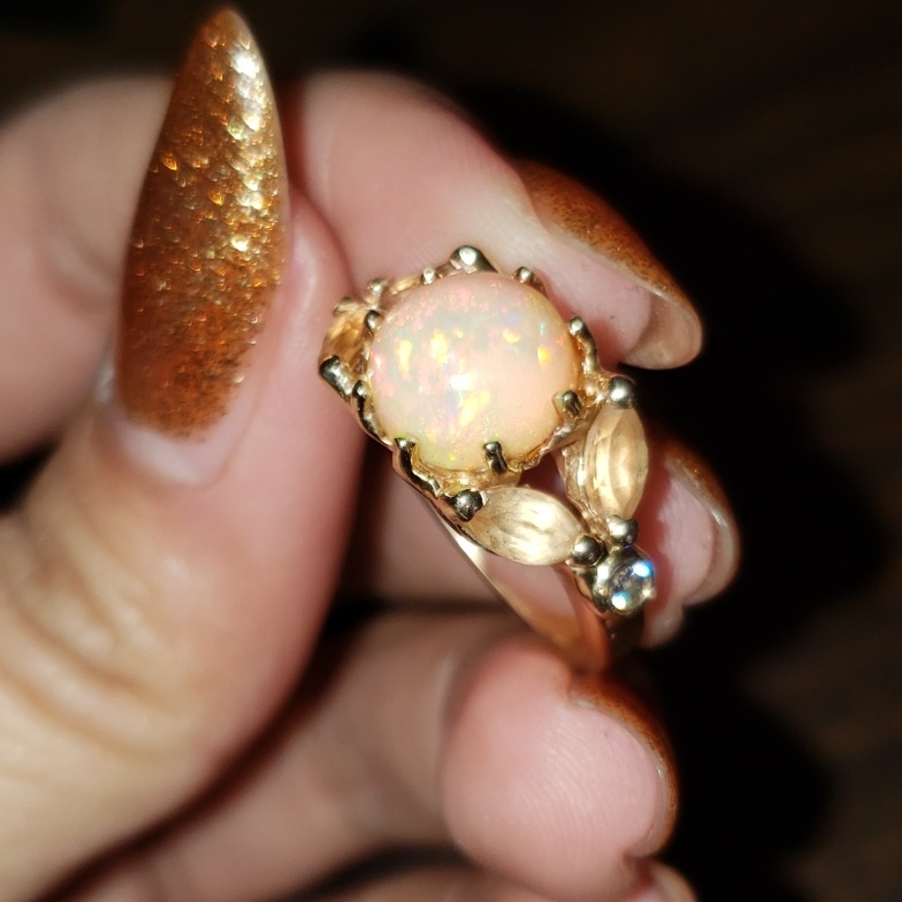 Beautiful custom OPAL, TOPAZ & DIAMOND ring!
